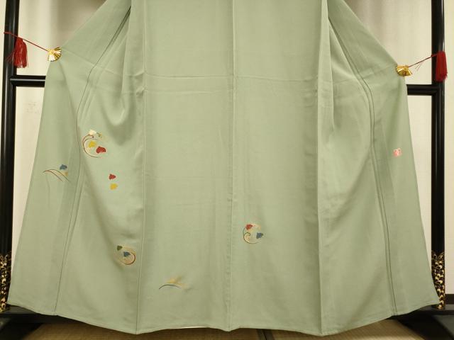 平和屋着物▽ファッションデザイナー 花井幸子 訪問着 単衣 駒刺繍 千鳥 金彩 正絹 逸品 AAAS4974fy