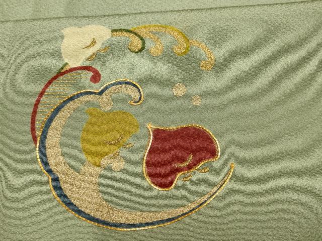 平和屋着物▽ファッションデザイナー 花井幸子 訪問着 単衣 駒刺繍 千鳥 金彩 正絹 逸品 AAAS4974fy