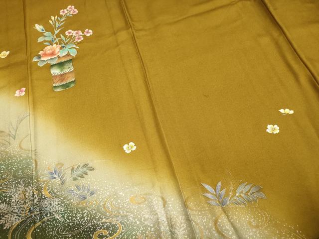 平和屋着物▽訪問着 単衣 草花文 金銀彩 さが美扱い 正絹 逸品 AAAS4975fy