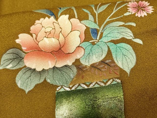 平和屋着物▽訪問着 単衣 草花文 金銀彩 さが美扱い 正絹 逸品 AAAS4975fy