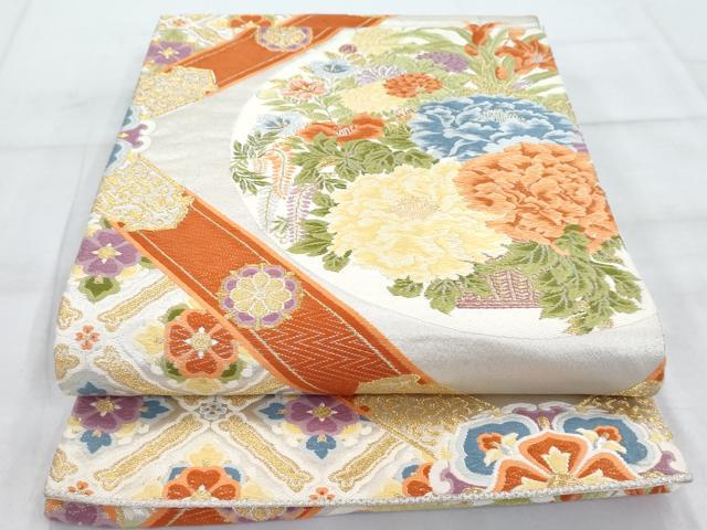 平和屋着物◎六通柄袋帯 唐織 吉祥花文 金糸 正絹 逸品 AAAS5760cx