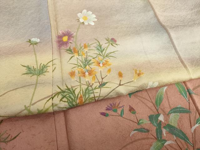 平和屋着物●紙芸創作者・横山優 和紙 訪問着 草花文 暈し染め 正絹 逸品 未使用 AAAS6678ck