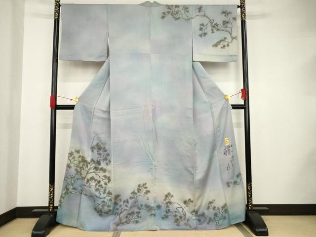 平和屋着物●紙芸創作者・横山優 和紙 訪問着 松 正絹 逸品 AAAS6679ck