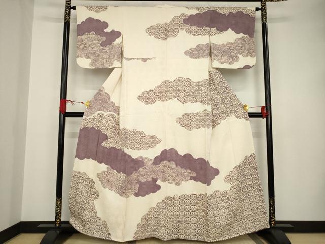 平和屋着物●訪問着 総絞り 雲重ね文 正絹 逸品 AAAS6706ck