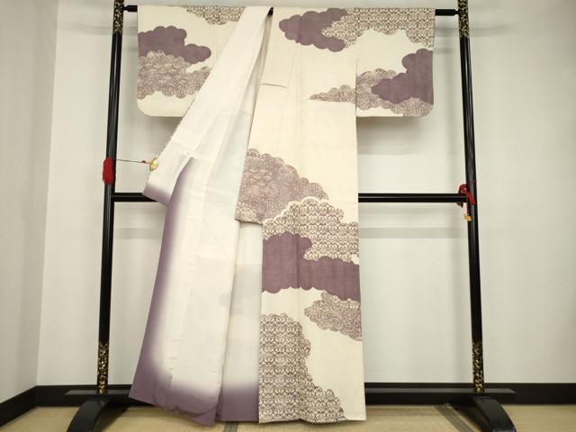 平和屋着物●訪問着 総絞り 雲重ね文 正絹 逸品 AAAS6706ck