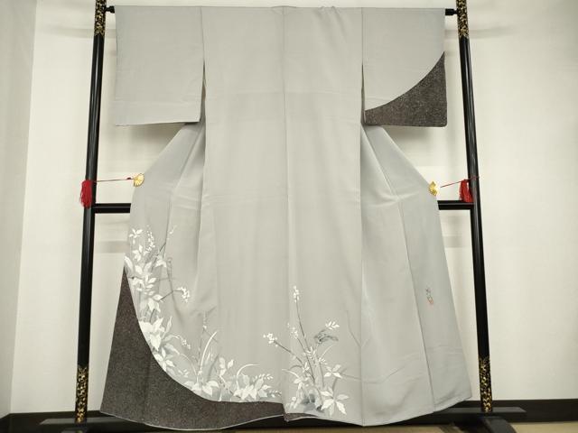平和屋着物●伝統工芸士 京友禅染色作家 田家鬼彩 訪問着 花鳥文 正絹 逸品 AAAS6709ck