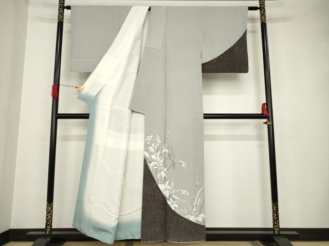 平和屋着物●伝統工芸士 京友禅染色作家 田家鬼彩 訪問着 花鳥文 正絹 逸品 AAAS6709ck