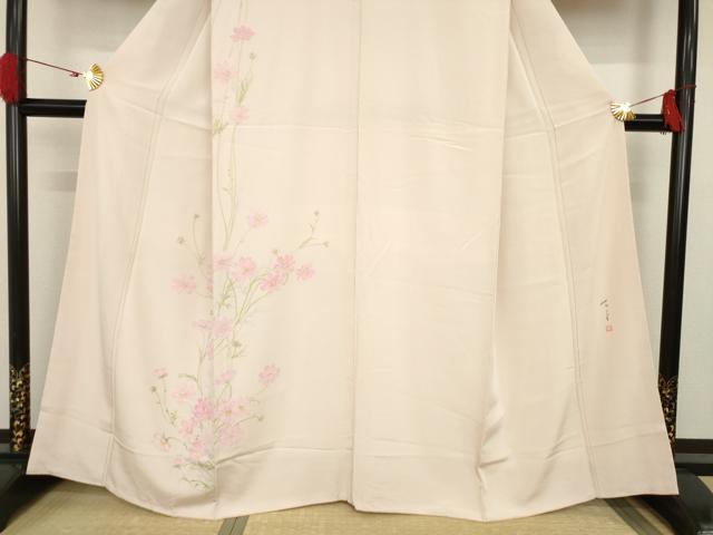 平和屋着物●手描友禅女流作家 一色生子 訪問着 手描き 草花文 正絹 逸品 AAAS6711ck