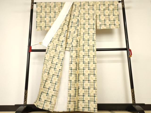 平和屋着物▽本場琉球絣 紬 単衣 正絹 逸品 AAAS6883iu