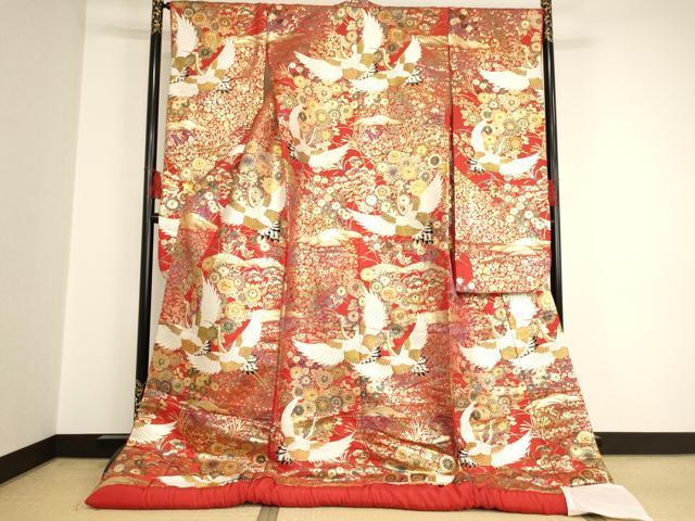 平和屋本店●色打掛 和装 婚礼 結婚式 花嫁 神社挙式 唐織 飛鶴花文 金糸 逸品 AAAS8389ja