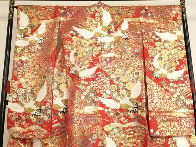 平和屋本店●色打掛 和装 婚礼 結婚式 花嫁 神社挙式 唐織 飛鶴花文 金糸 逸品 AAAS8389ja