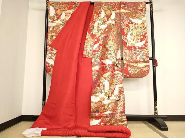 平和屋本店●色打掛 和装 婚礼 結婚式 花嫁 神社挙式 唐織 飛鶴花文 金糸 逸品 AAAS8389ja