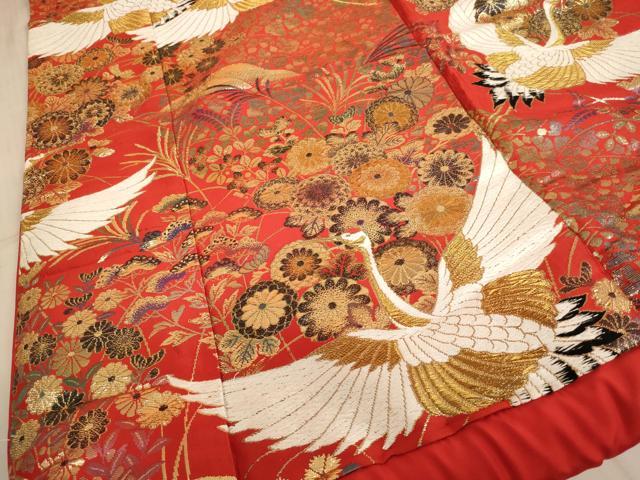 平和屋本店●色打掛 和装 婚礼 結婚式 花嫁 神社挙式 唐織 飛鶴花文 金糸 逸品 AAAS8389ja