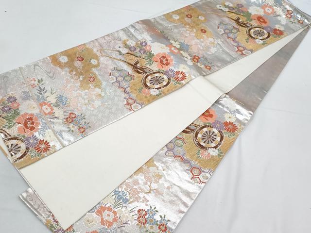 平和屋着物◎六通柄袋帯 唐織 花車文 金銀糸 正絹 逸品 AAAS8569cx