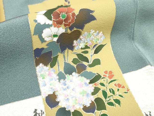 平和屋着物■豪華色留袖 色紙重ね花鳥文 金彩 正絹 逸品 BAAS6312ma