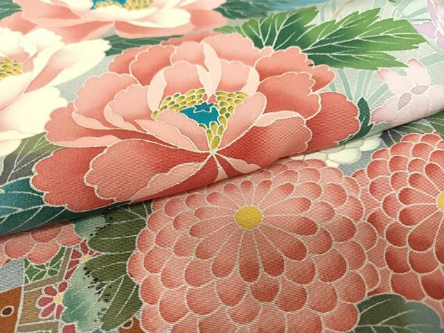 平和屋着物●豪華振袖 友禅 作家物 正道 花車文 暈し染め 正絹 逸品 AAAT0211zg