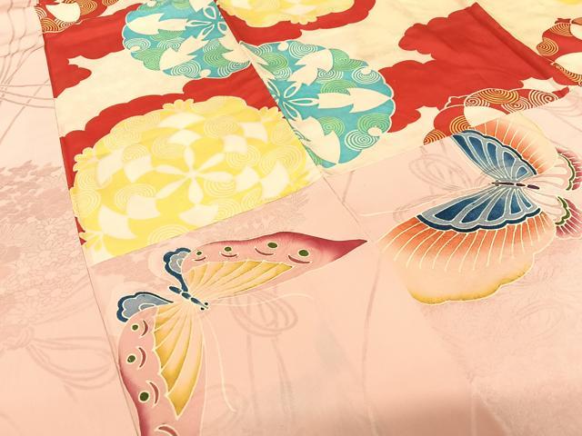 平和屋着物●アンティーク 大正ロマン 振袖 舞蝶文 正絹 逸品 AAAT0532zg