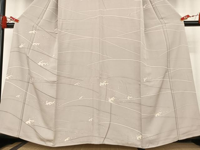 平和屋着物●極上 訪問着 訪問着 友禅 駒刺繍 立波文 金彩 正絹 逸品 AAAT0536zg