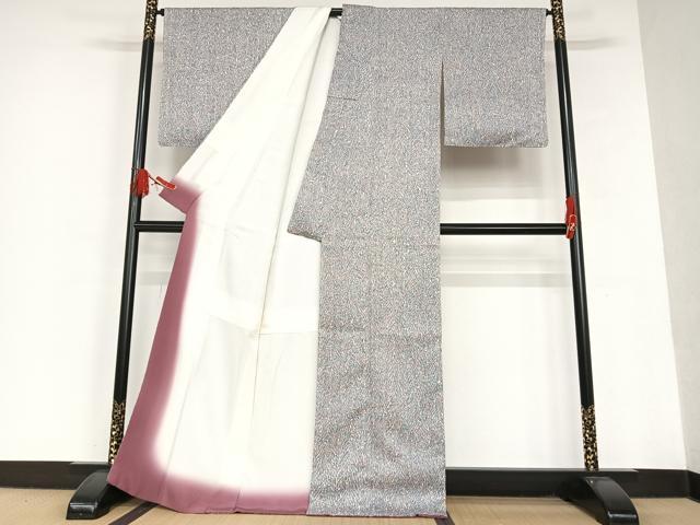 平和屋着物●名門 藤娘きぬたや・杢目絞り 小紋 乱菊 正絹 逸品 AAAT0571zg