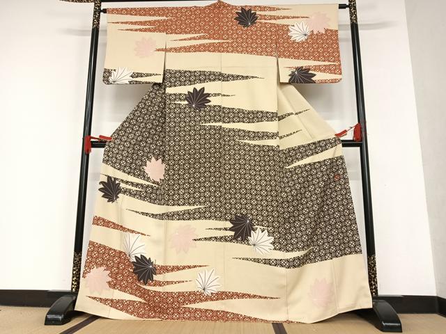 平和屋着物●染色の魔術師 染乃座・大久保玄才 そめのざ玄才 訪問着 舞葉文 正絹 逸品 AAAT0573zg