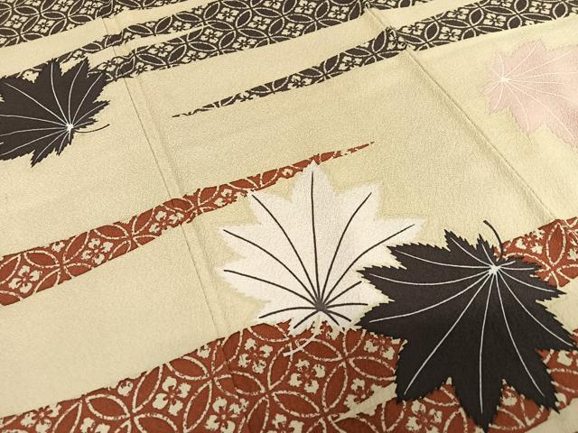 平和屋着物●染色の魔術師 染乃座・大久保玄才 そめのざ玄才 訪問着 舞葉文 正絹 逸品 AAAT0573zg