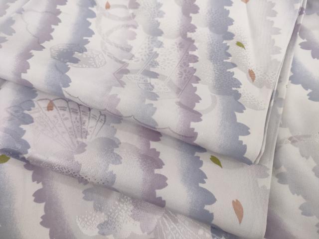 平和屋着物●長襦袢 袷 斜縞花文 正絹 逸品 AAAT0858ck