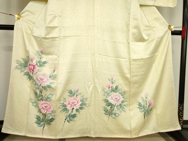 平和屋着物●訪問着 手描き 草花文 正絹 逸品 AAAT0891ck