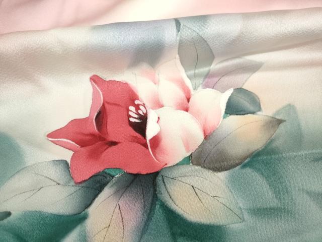 平和屋着物●訪問着 作家物 手描き 草花文 暈し染め 正絹 逸品 AAAT0897ck