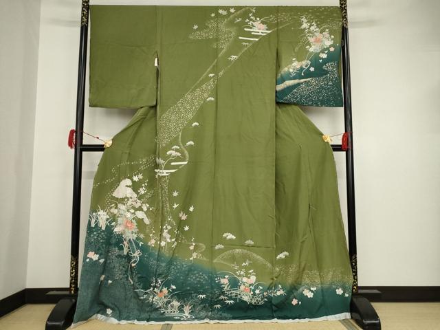 平和屋着物●訪問着 友禅 花車文 仮絵羽 正絹 逸品 未使用 AAAT0899ck