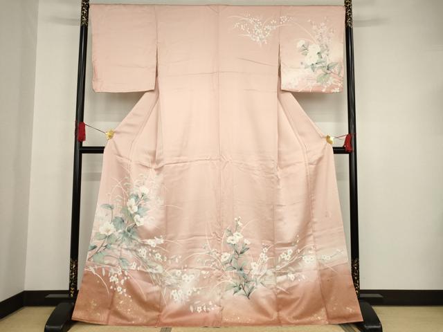 平和屋着物●創業140年 小糸染芸の四代目 小糸敏 訪問着 枝花文 暈し染 金彩 正絹 逸品 未使用 AAAT0917ck