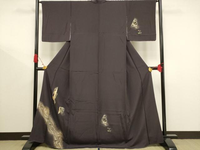 平和屋着物□訪問着 竹屋町刺繍 流水花文 双鶴 葡萄蔦