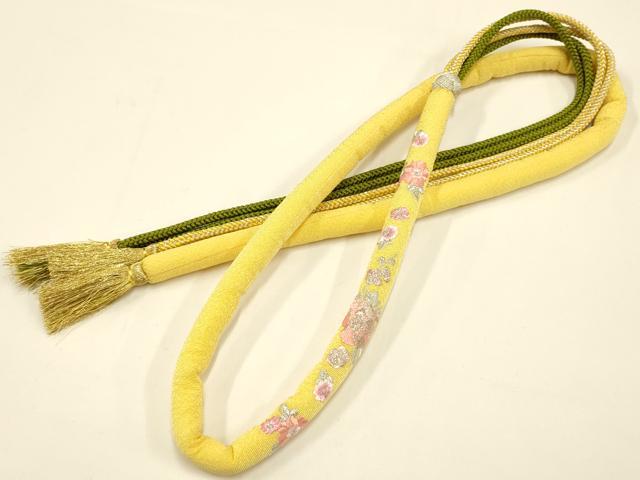 平和屋着物●和装小物 振袖用帯締め 丸ぐけ 刺繍 花柄 小田巻 金銀糸 逸品 AAAT2162ay
