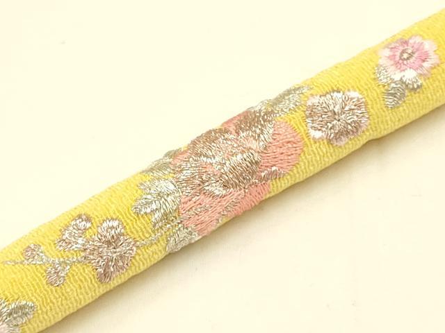 平和屋着物●和装小物 振袖用帯締め 丸ぐけ 刺繍 花柄 小田巻 金銀糸 逸品 AAAT2162ay