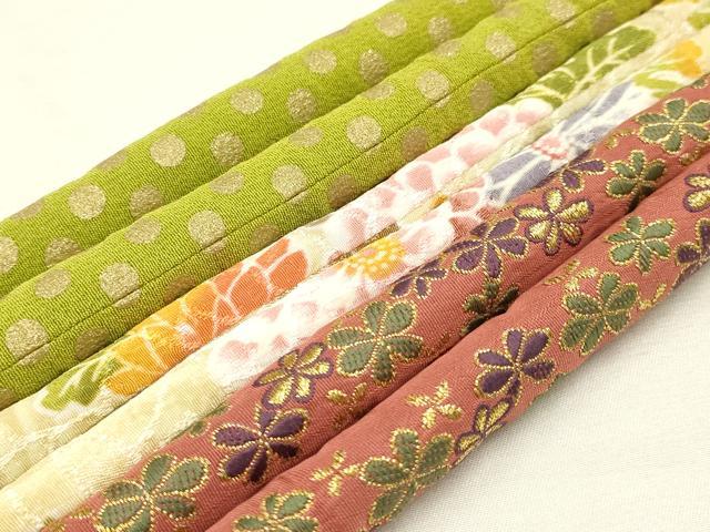 平和屋着物●和装小物 上質な帯締め3本セット 丸ぐけ 花柄 水玉 金糸 金彩 撚り房 逸品 AAAT2167ay