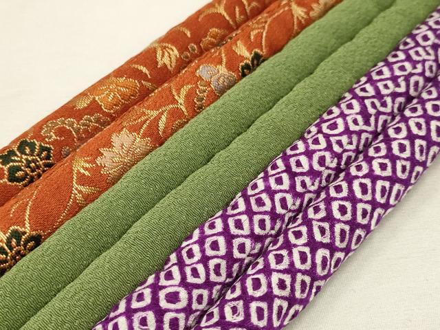 平和屋着物●和装小物 上質な帯締め3本セット 丸ぐけ 鹿の子 花柄 金糸 撚り房 逸品 AAAT2171ay