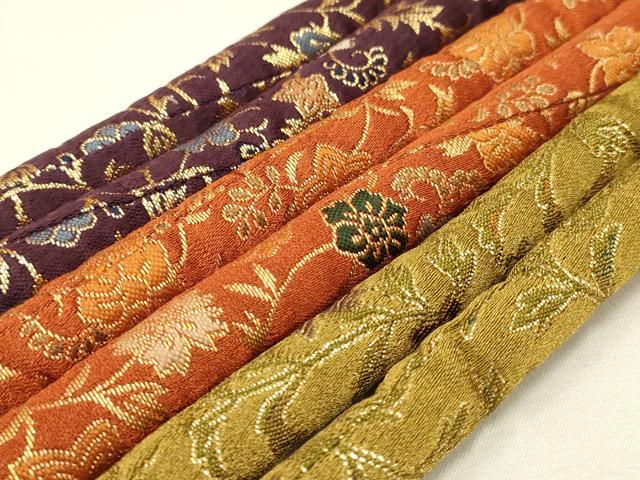 平和屋着物●和装小物 上質な帯締め3本セット 丸ぐけ 花柄 金糸 撚り房 逸品 AAAT2172ay