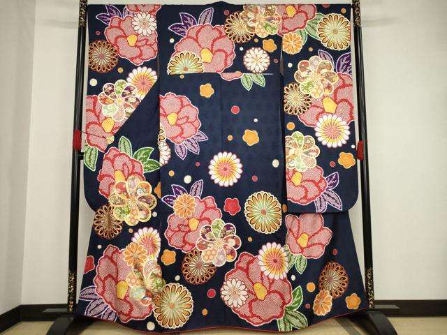 平和屋着物●豪華振袖 駒刺繍 絞り 吉祥舞花文 金彩 正絹 逸品 AAAT2215ck