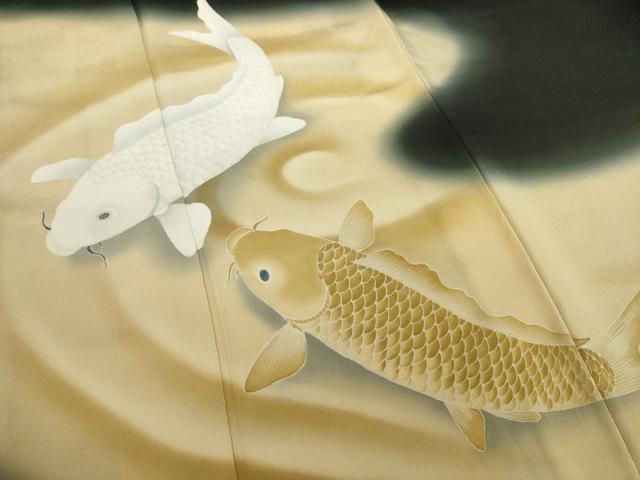 平和屋着物●豪華黒留袖 友禅 作家物 鯉 暈し染め 正絹 逸品 AAAT2250ck