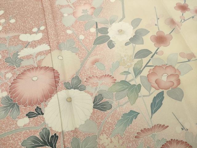 平和屋着物●訪問着 友禅 作家物 枝花文 暈し染め 正絹 逸品 AAAT2259ck