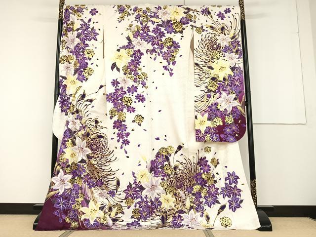 平和屋着物●豪華振袖 百合 金彩 正絹 逸品 AAAT3009np