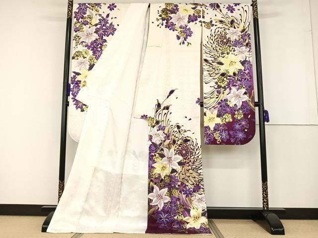 平和屋着物●豪華振袖 百合 金彩 正絹 逸品 AAAT3009np