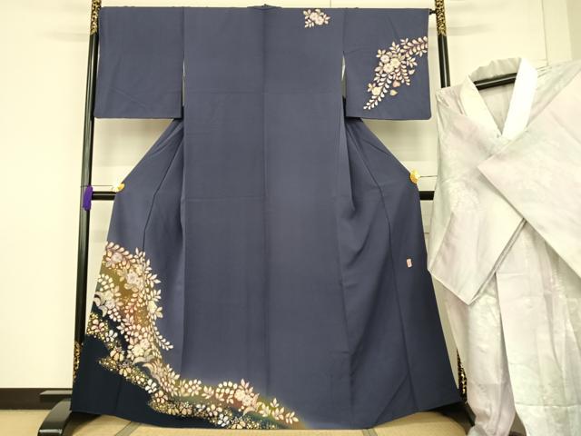 平和屋着物●越後十日町の一流染匠 桐屋・翠山工房 訪問着 長襦袢セット(無双仕立て)絞り 辻が花 暈し染め 金彩 正絹 逸品 AAAT3031np