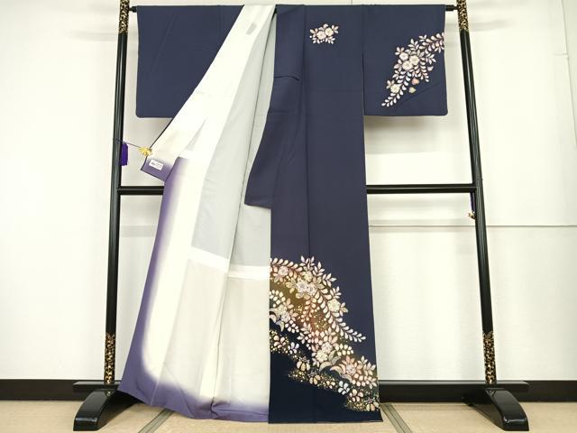 平和屋着物●越後十日町の一流染匠 桐屋・翠山工房 訪問着 長襦袢セット(無双仕立て)絞り 辻が花 暈し染め 金彩 正絹 逸品 AAAT3031np