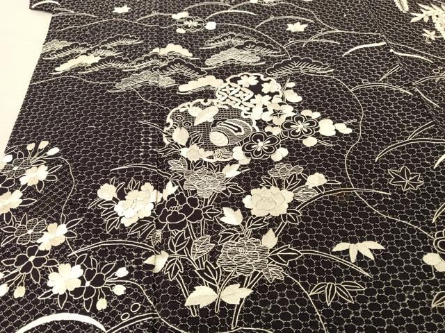 平和屋着物●総刺繍 訪問着 中国三大刺繍 汕頭刺繍 スワトウ刺繍 雪輪吉祥草花文 正絹 逸品 AAAT3056np