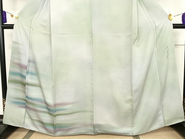 平和屋着物●染色作家 斉藤三才 訪問着 霞文 暈し染め 正絹 逸品 AAAT3100np