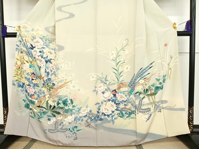 平和屋着物●本加賀友禅作家 松本基之 訪問着 花鳥文 暈し染め 正絹 逸品 AAAT3122np