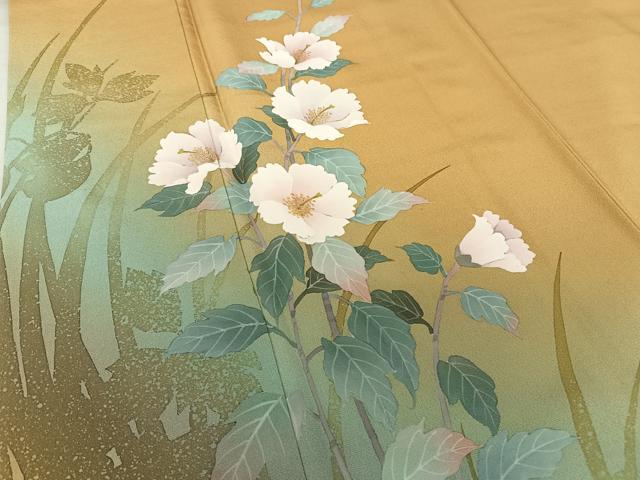 平和屋着物●訪問着 手描き ハイビスカス 暈し染め 正絹 逸品 AAAT3139np