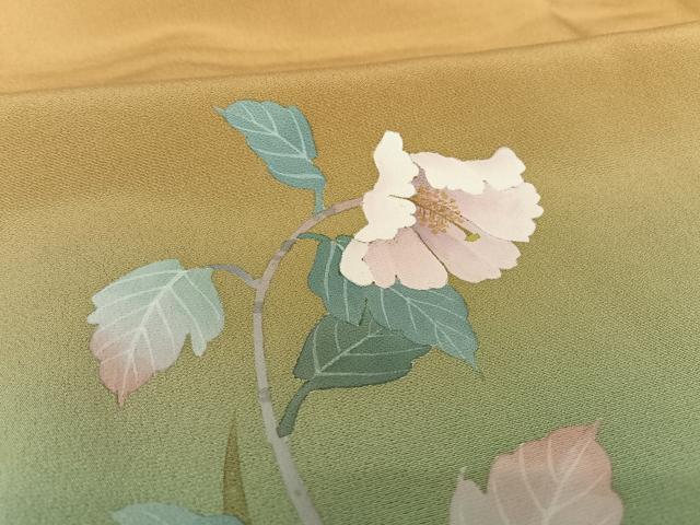 平和屋着物●訪問着 手描き ハイビスカス 暈し染め 正絹 逸品 AAAT3139np