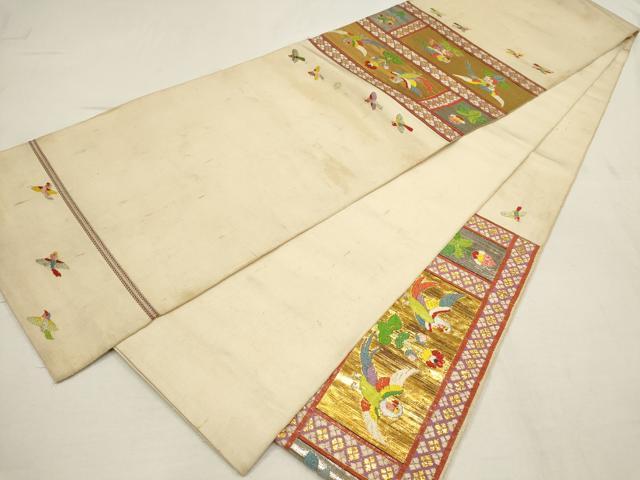 平和屋着物●龍村平蔵製 六通柄 本袋帯 木画インコ 金銀糸 正絹 逸品 AAAT3783wj