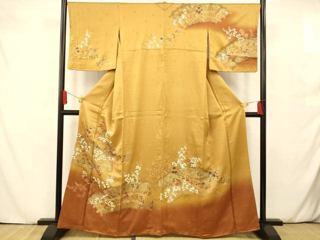 未使用訪問着　Mサイズ　花色紙文　螺鈿　金彩　暈し染　結婚式　入学式！ 平和屋着物□訪問着 草花文 暈し染め 金糸 金彩 正絹 逸品